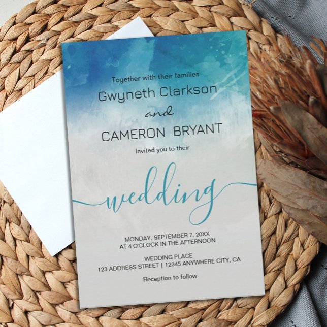 Watercolor Ocean Beach Summer Wedding  Invitation (Creator Uploaded)
