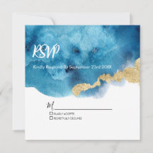 Watercolor Ocean Beach Tropical Island RSVP Card