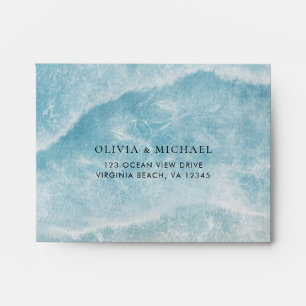 Watercolor Ocean Beach Wedding RSVP Envelope