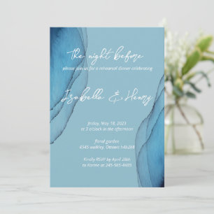Watercolor ocean-blue aquamarine Rehearsal Dinner Invitation