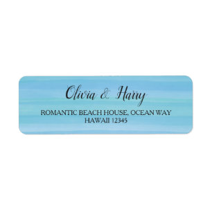 Watercolor Ocean Blue Nautical Beach Wedding Label
