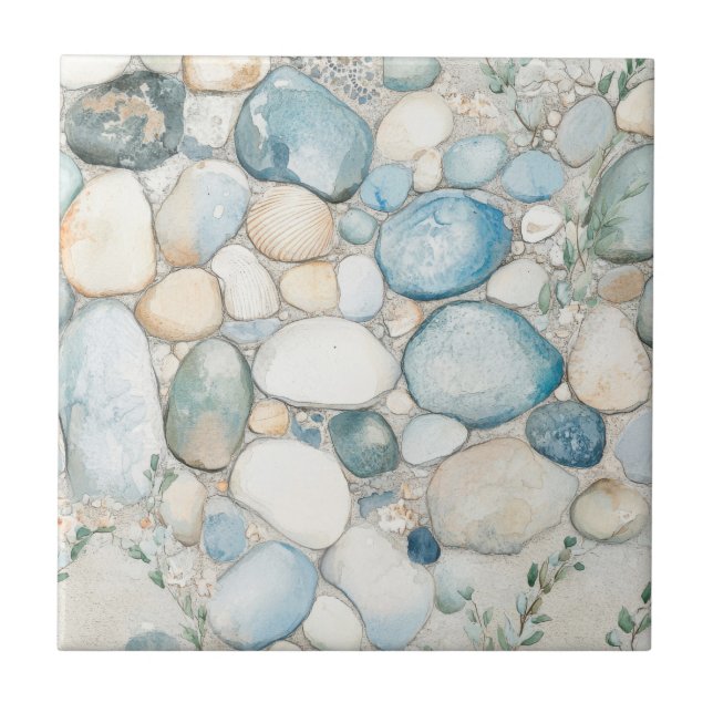 Watercolor Ocean Breeze Pattern  Tile (Front)