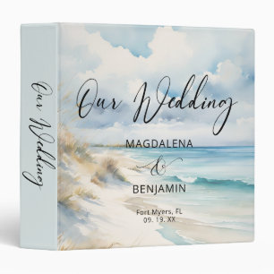 Watercolor Ocean Coastal On the Beach Wedding Binder