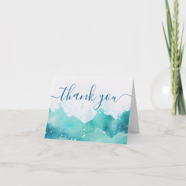 Watercolor Ocean Cruise Boat Crew Appreciation Thank You Card (Front)