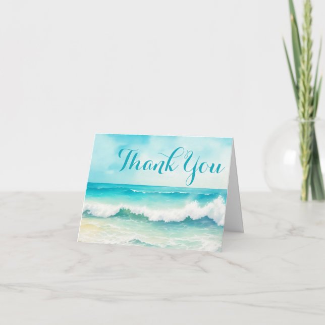 Watercolor Ocean Cruise Boat Crew Appreciation Thank You Card (Front)