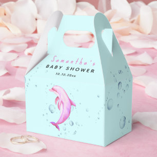 Watercolor ocean dolphin baby shower favor box