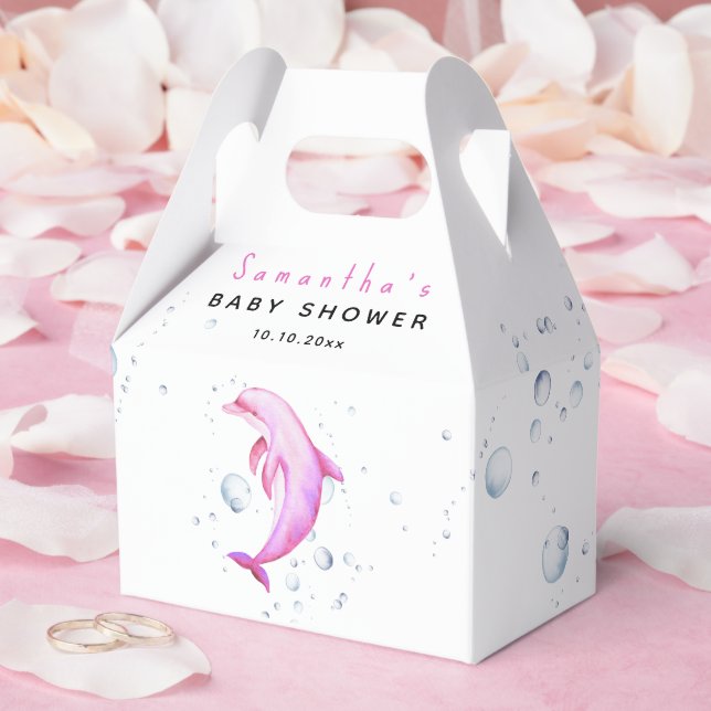 Watercolor ocean dolphin baby shower favor box (Wedding)