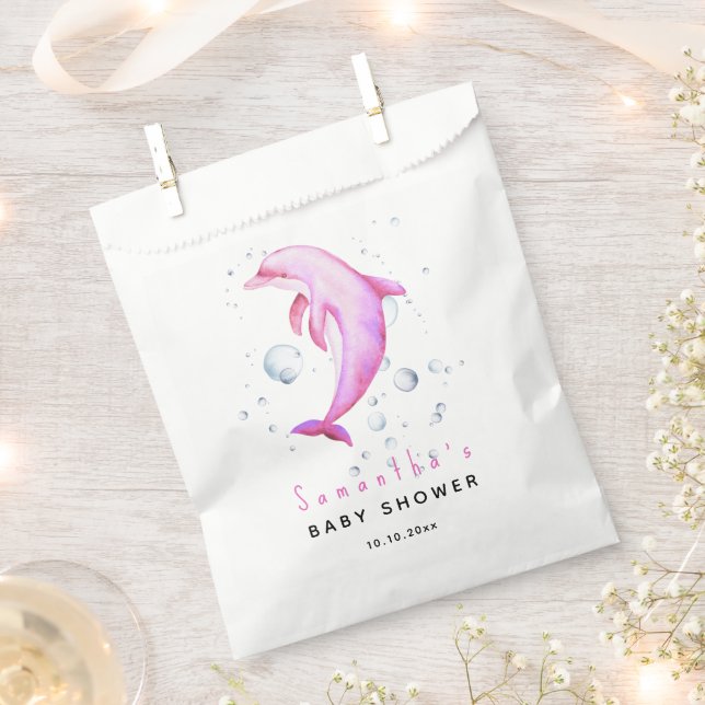Watercolor ocean dolphin baby shower favour bag (Clipped)