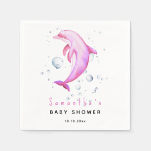 Watercolor ocean dolphin baby shower napkin