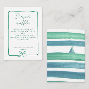 Watercolor Ocean Green Baby Shower Diaper Raffle Enclosure Card