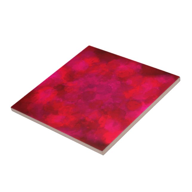 Watercolor Ocean Hot Pink Red Nautical Abstract Tile (Side)