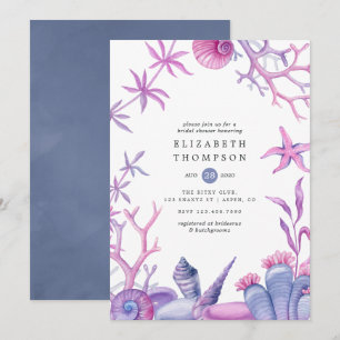 Watercolor Ocean Life Nautical Bridal Shower Invitation