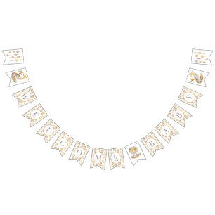 Watercolor Ocean Little Pearl Baby Shower  Bunting Flags