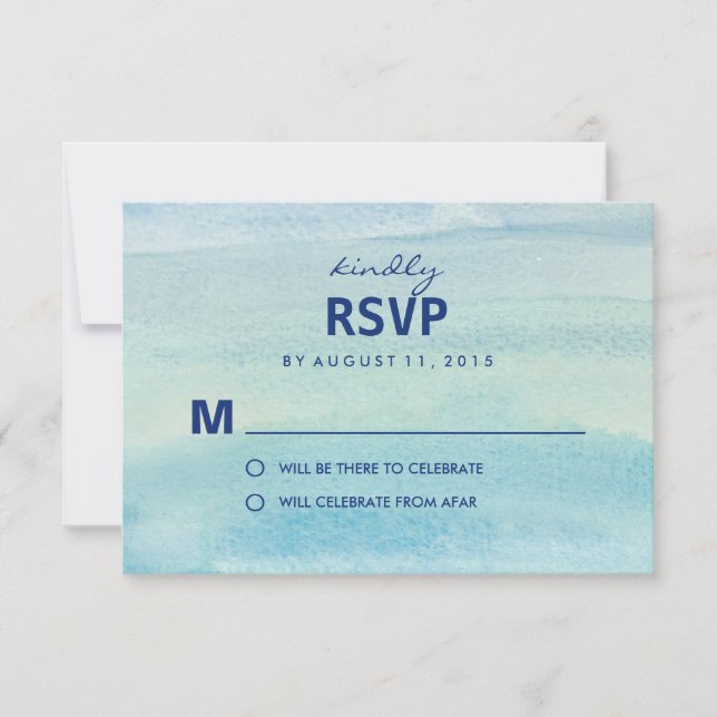 Watercolor Ocean RSVP /Cartes de réponse Mariage (Devant)
