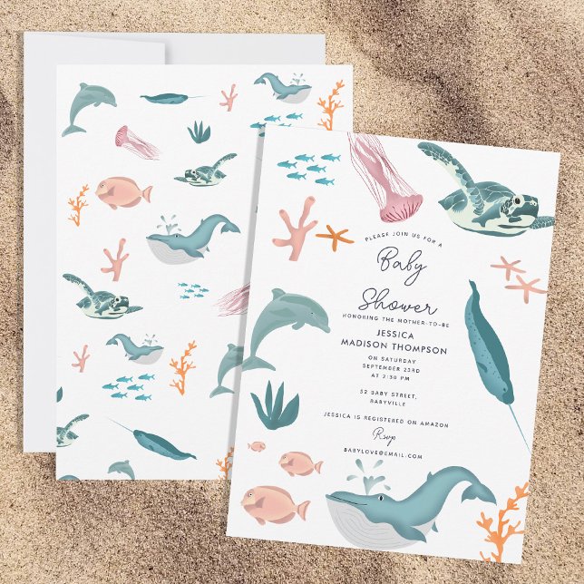 Watercolor Ocean Sea Animals Baby Shower Invitation (Watercolor Ocean Sea Animals Baby Shower Invitation)