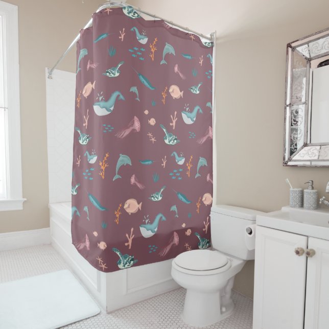 Watercolor Ocean Sea Animals Blush Pink Pattern (In Situ)