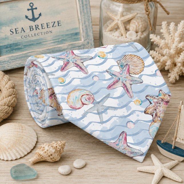 Watercolor Ocean Sea Animals Pattern  Tie (Creator Uploaded)