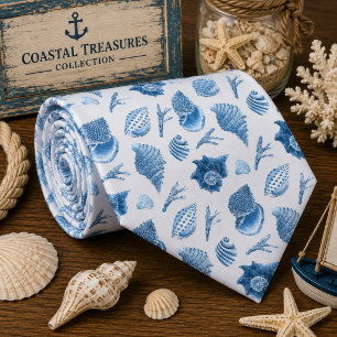 Watercolor Ocean Sea Animals Pattern  Tie