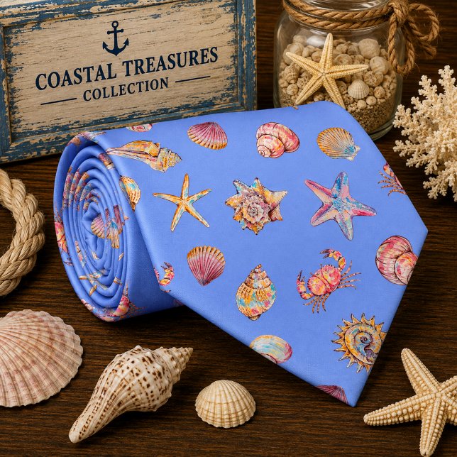 Watercolor Ocean Sea Animals Pattern  Tie (Creator Uploaded)