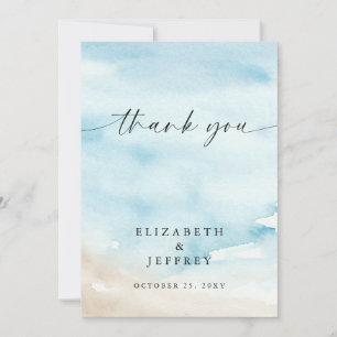 Watercolor Ocean Sea Summer Beach Thank You Card