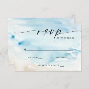 Watercolor Ocean Sea Summer Beach Wedding RSVP Card