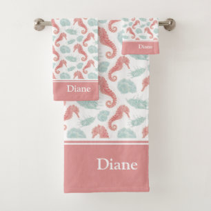 Watercolor Ocean Seashell Motif avec nom rose
