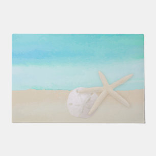 Watercolor Ocean Starfish and Sand Dollar Doormat
