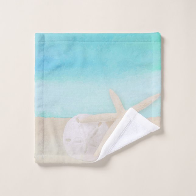 Watercolor Ocean Starfish and Sand Dollar Wash Cloth (Wash Cloth)