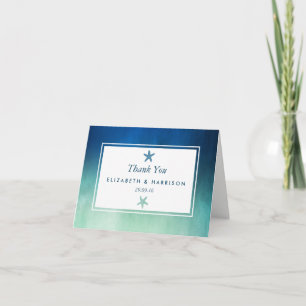 Watercolor Ocean Starfish Beach Wedding Thank You Card