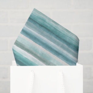 Watercolor Ocean Teal Stripes Tissue Paper