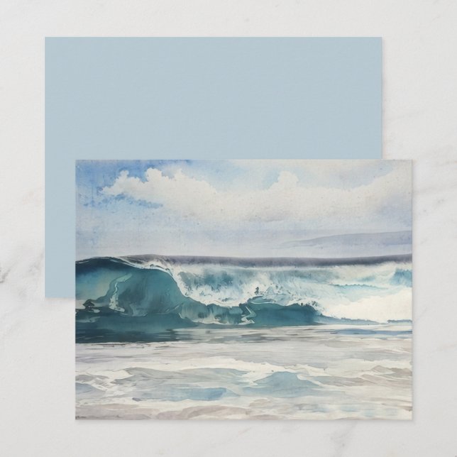 Watercolor Ocean Wave Art Note Card Set (Front/Back)