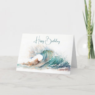 Watercolor Ocean Wave Birthday Card