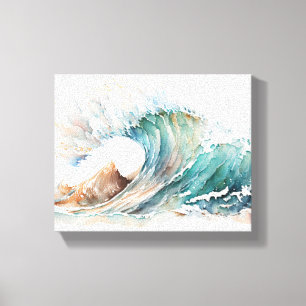 Watercolor Ocean Wave Canvas Print