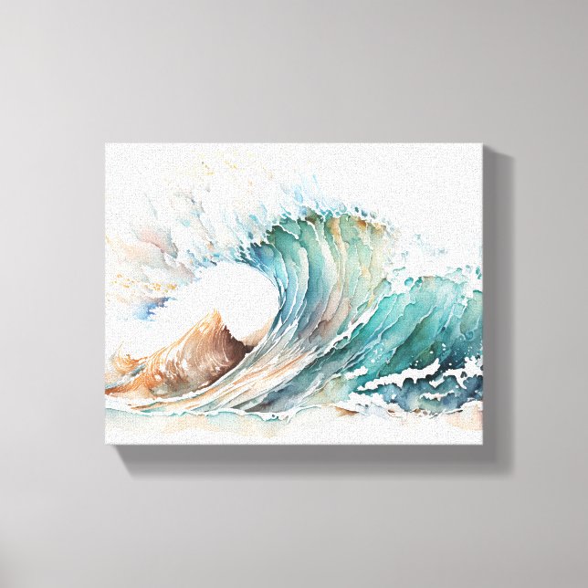 Watercolor Ocean Wave Canvas Print (Front)