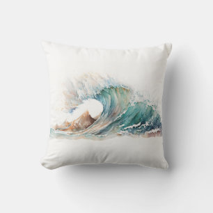 Watercolor Ocean Wave Throw Pillow