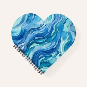 Watercolor Ocean Waves Abstract Notebook
