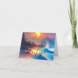 Watercolor ocean waves customizable card