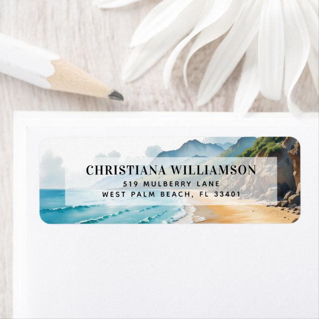 Watercolor Ocean Waves Seaside Tropical Beach (Insitu)