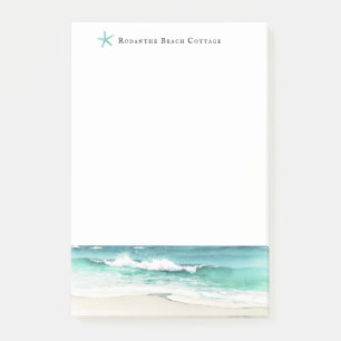 Watercolor Ocean waves starfish Notepad