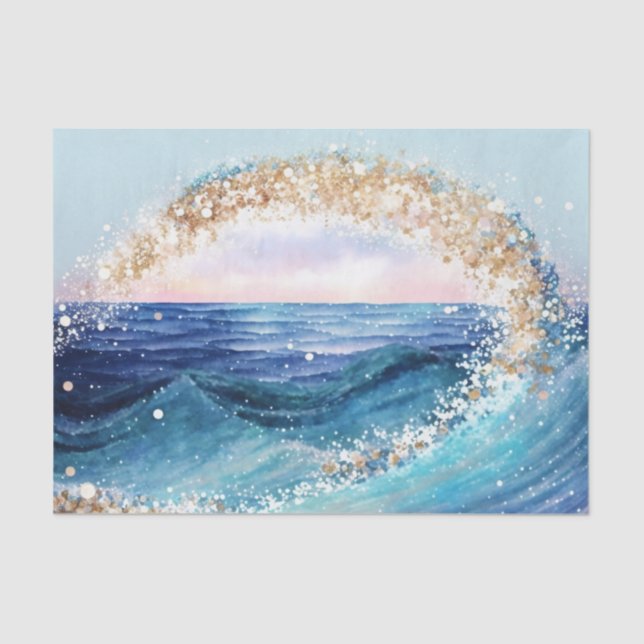 Watercolor Ocean Waves  Tissue Paper (Front)