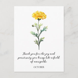 WATERCOLOR OCTOBER MARIGOLD BIRTH FLOWER POSTCARD
