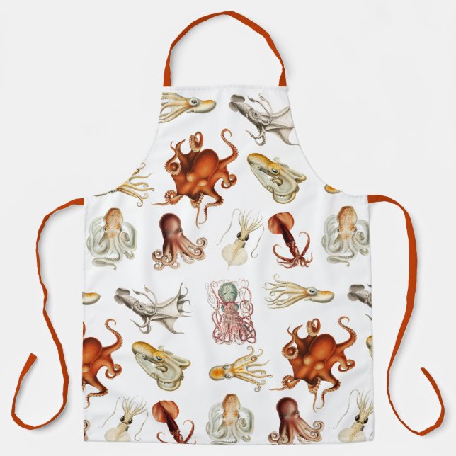 Watercolor Octopus Cephalopod Ocean Animals  Apron (Front)
