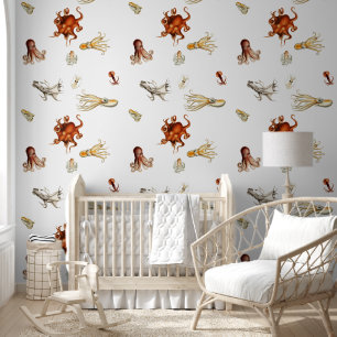 Watercolor Octopus Cephalopod Ocean Animals Wallpaper