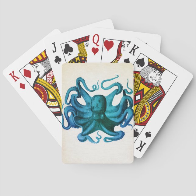 Watercolor Octopus Illustration Playing Cards (Back)