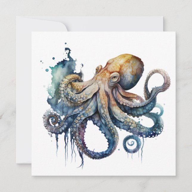 Watercolor Octopus  Invitation (Front)