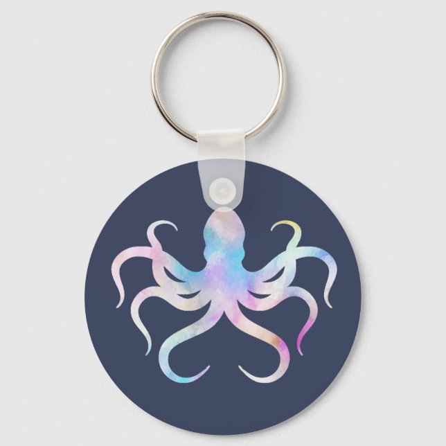 Watercolor octopus keychain (Front)
