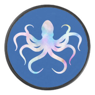 Watercolor octopus keychain hockey puck