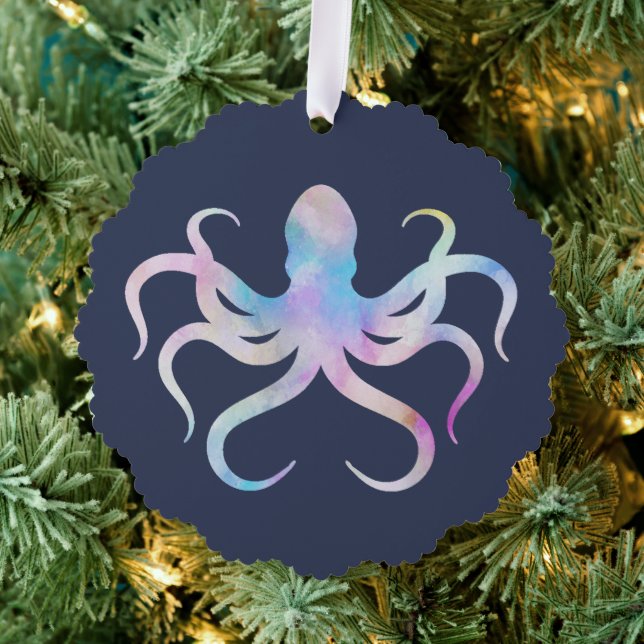 Watercolor octopus ornament card (Insitu (Tree))