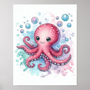 Watercolor Octopus Poster