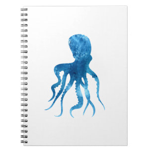 Watercolor octopus silhouette notebook
